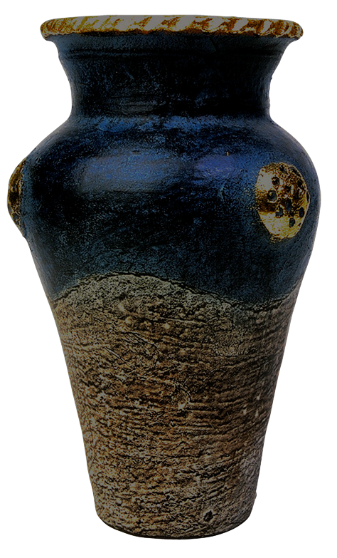 Black and gold ceramic vase.